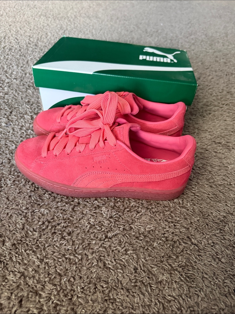 Puma Kids Bright Pink Suede Sneakers
